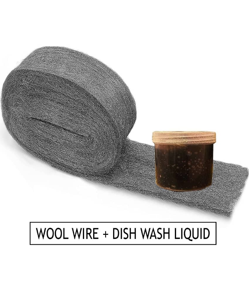 Steel Wool Fine Wire Roll Pad for Glass Furniture Tray Metal Precision Tool Cleaning Polishing or Photography(Set of 4) DISHWASH gel FREE view 2