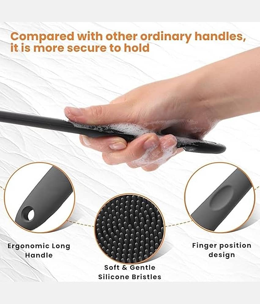 THRIFTKART - Soft Silicone Back Scrubber with Long Handle for Shower & Bath | Flexible Exfoliating Brush with Gentle Bristles for Smooth Skin | Body Scrubber for Men, Women & Boys | Ideal for Body Wash & Bathing view 2