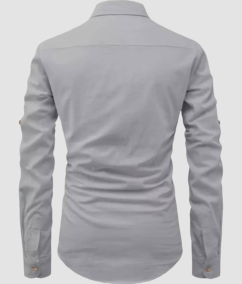 Life Roads Grey Cotton Men's Shirt Style Kurta ( Pack of 1 ) view 2