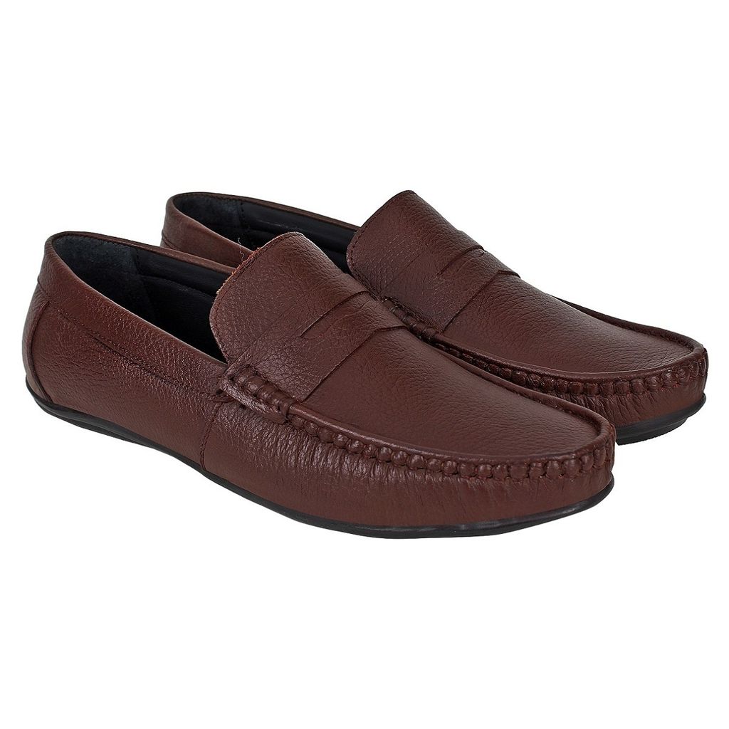 SeeandWear Brown Leather Loafers for Men view 2