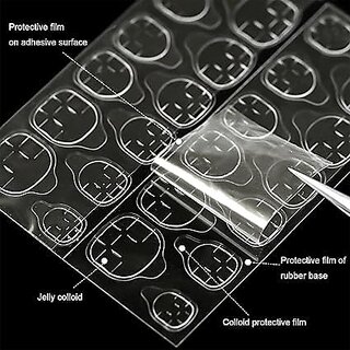 Nail Glue 8 Sheets Double-Sided Nail Jelly Sticker Waterproof Breathable Glue Tabs Jelly Glue Adhesive Tabs Super Sticky Fake Stickers for Manicure (8 Sheets 192 pcs 6.2 cm) view 2