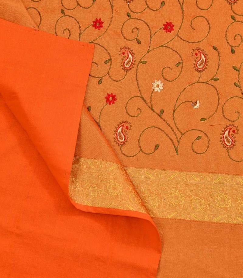 Embroidery 240TC Silk Double Bedsheet with 2 Pillow Covers (108 view 2