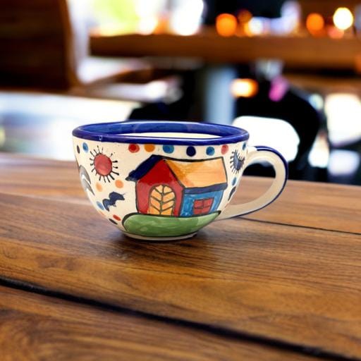 STOREPEDIA Handmade Drawing Design Ceramic, Microwave Safe, Dishwasher Safe Jumbo Coffee, Soup Tea, Mug, Cup for Daily, Office, Multipurpose Use, Large Size, 400 ml Set of 1 view 2
