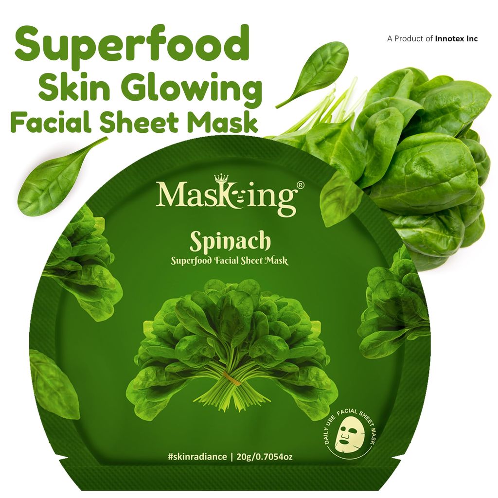 Superfood Spinach facial sheet mask for glowing Skin and Hydrating, Pack of 4 view 2