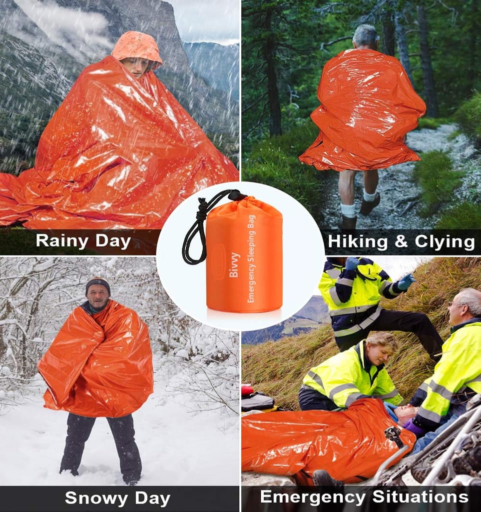 DESCO Emergency Sleeping Bag, Waterproof Lightweight Thermal Bivy Sack, Survival Blanket Bags Portable Nylon Sack for Camping, Hiking, Outdoor Pack of 1 view 2