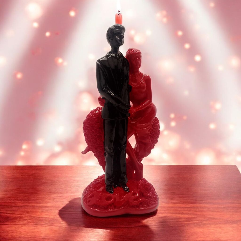 AMS Romantic Couple Red & Black Showpiece � Elegant Home Decor & Gift for Girlfriend, Boyfriend, Wife, Husband | Anniversary, Wedding, Proposal & Valentine�s Day Romantic Figurine � 12 cm view 2