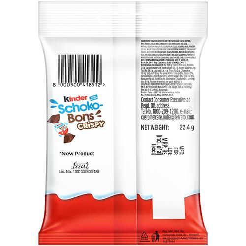 Kinder Schoko Bons Crispy - Milky & Cocoa, Crispy Wafer, 22.4 gm view 2