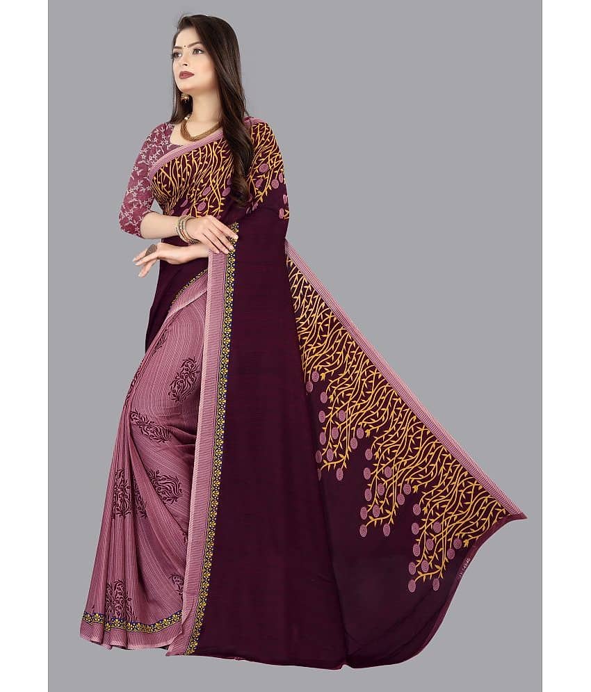 ANAND SAREES Georgette Printed Saree With Unstitched Blouse Piece ( Beige ) view 2