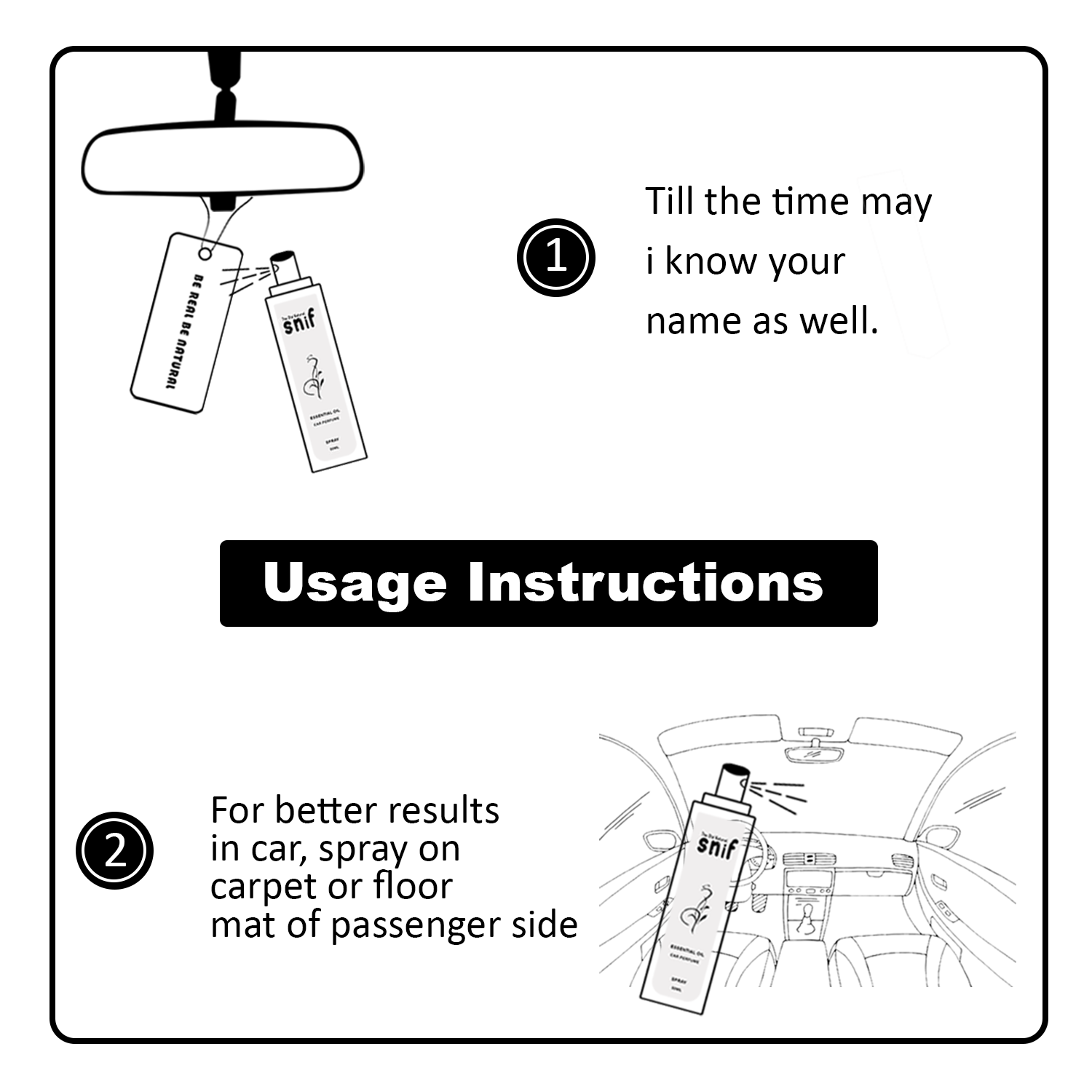Essential Oils Car Perfume Spray in Glass Bottle with 2 Hanging Tags | 50ml White Oudh Fragrance Car Air Freshener view 2