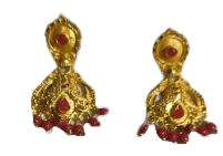 Gold-plated copper necklace set with red beads view 2