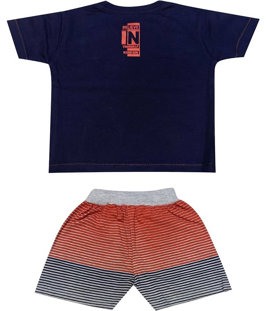 Kideon Pack of 1 Baby Boys 100% Cotton Top & Shorts ( Navy ) view 2