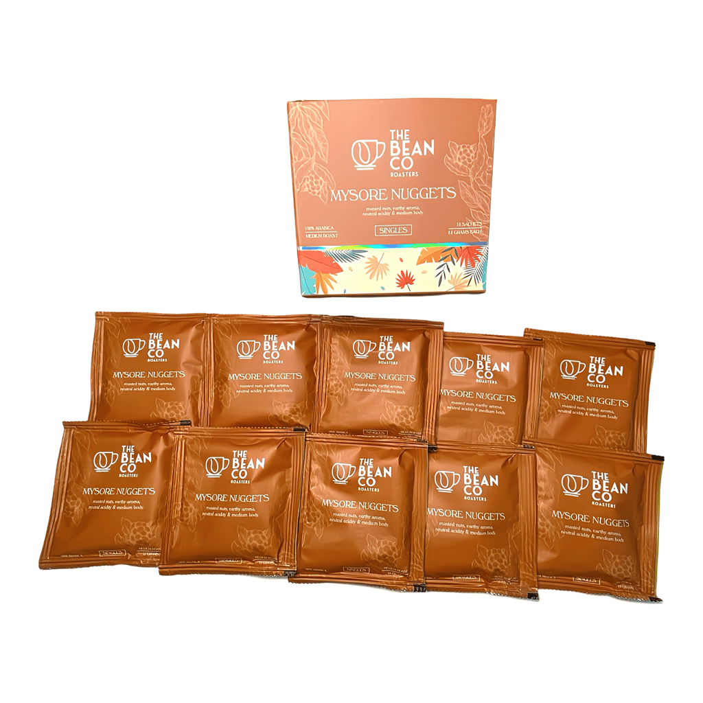THE BEAN CO Mysore Nuggets Extra Bold | Plantation AAA | Single-Use Coffee Sachets (15g) | For French Press | Coffee Sachet | Premium Coffee Grounds | 10 x 15 Gram Sachets In a Box view 2