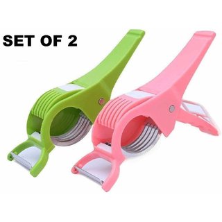 Veg Cutter Sharp Stainless Steel 5 Blade Vegetable Cutter with Peeler (Pack of -2) view 2