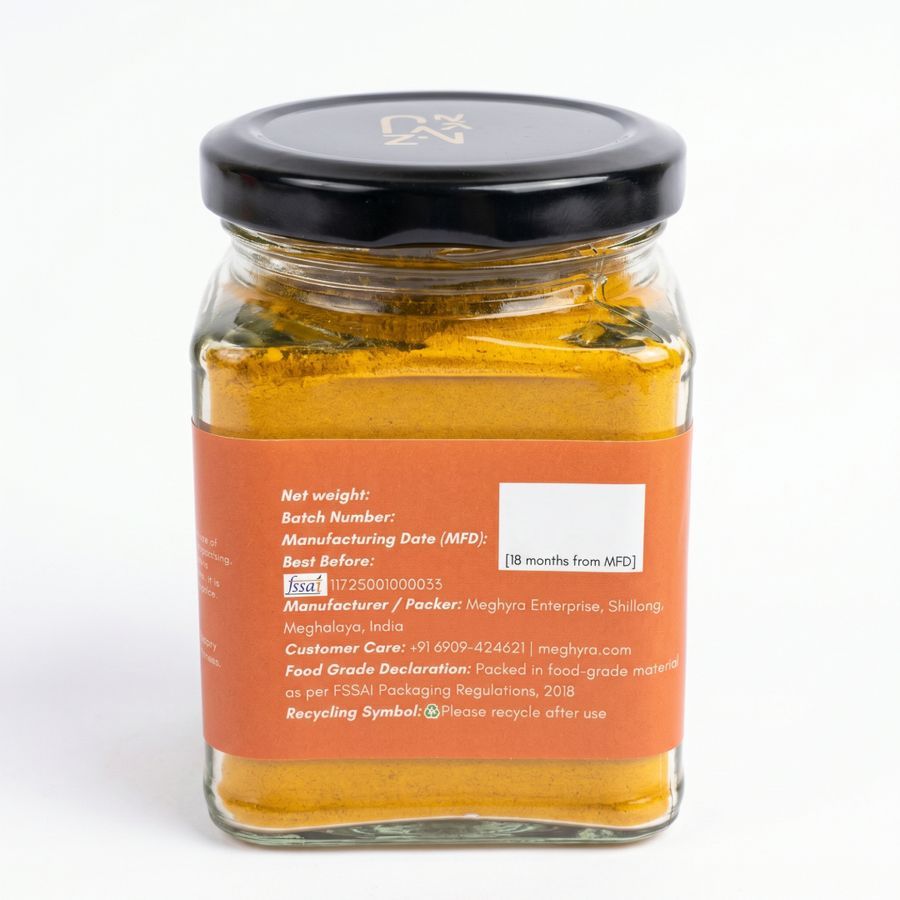 MEGHYRA LAKADONG TURMERIC POWDER - 100 gm - One glass jar view 2