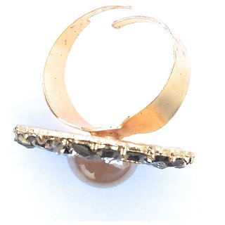 Pearl Ring Stug With American Diamond view 2