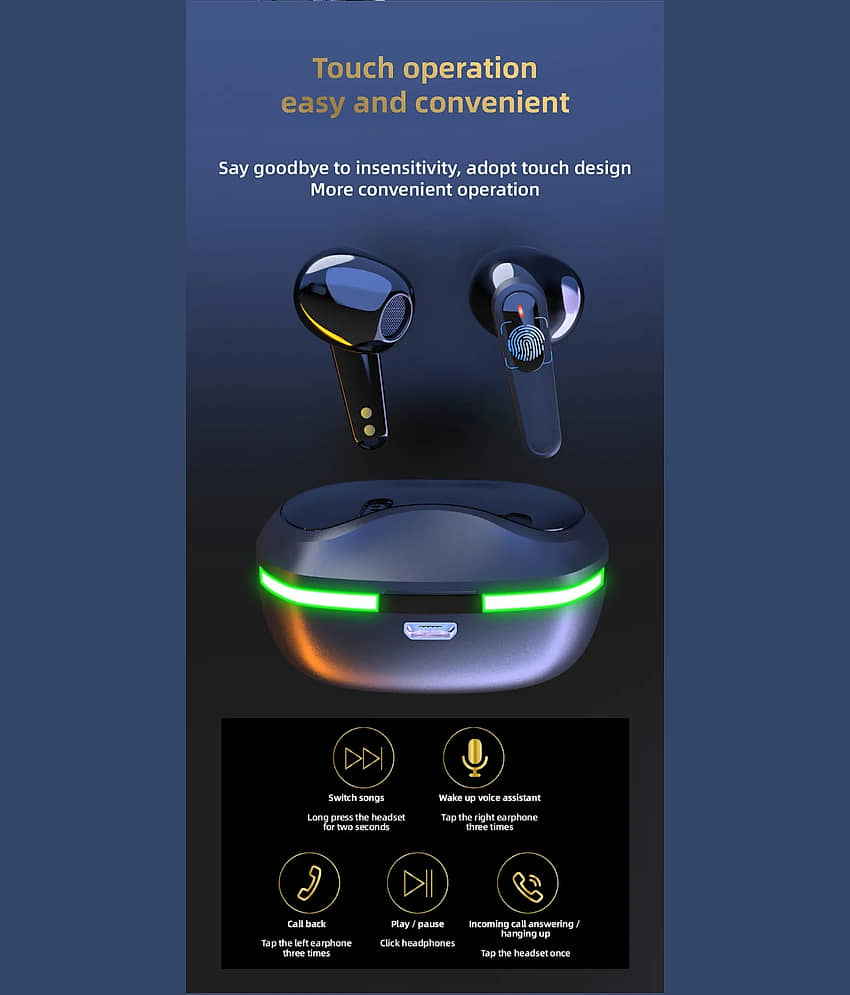 VERONIC Earbuds Bluetooth True Wireless (TWS) In Ear 30 Hours Playback Fast charging,Dual pairing IPX4(Splash & Sweat Proof) Black view 2