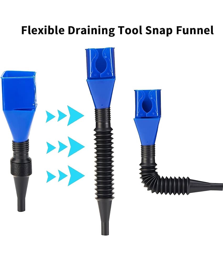 Bhavyta Blue Plastic Oil Funnel Snap Plastic Funnel with Nozzle Hose ( Set of 1 ) view 2