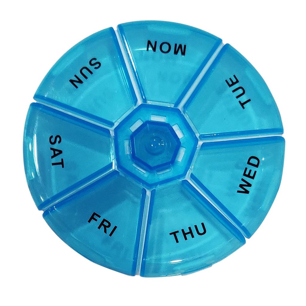 Aktive Life Round Portable Pill Medicine Organiser Reminder Storage Box for 7 Days (Pack of 2) view 2