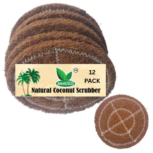 AMMUSCO Coir Kitchen Scrubber Pack of 12 – Eco Friendly Coconut Fiber Dish Wash Scrub Pads for Kitchen Cleaning