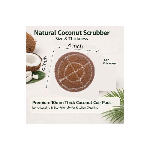 AMMUSCO Coir Kitchen Scrubber Pack of 12 – Eco Friendly Coconut Fiber Dish Wash Scrub Pads for Kitchen Cleaning view 2