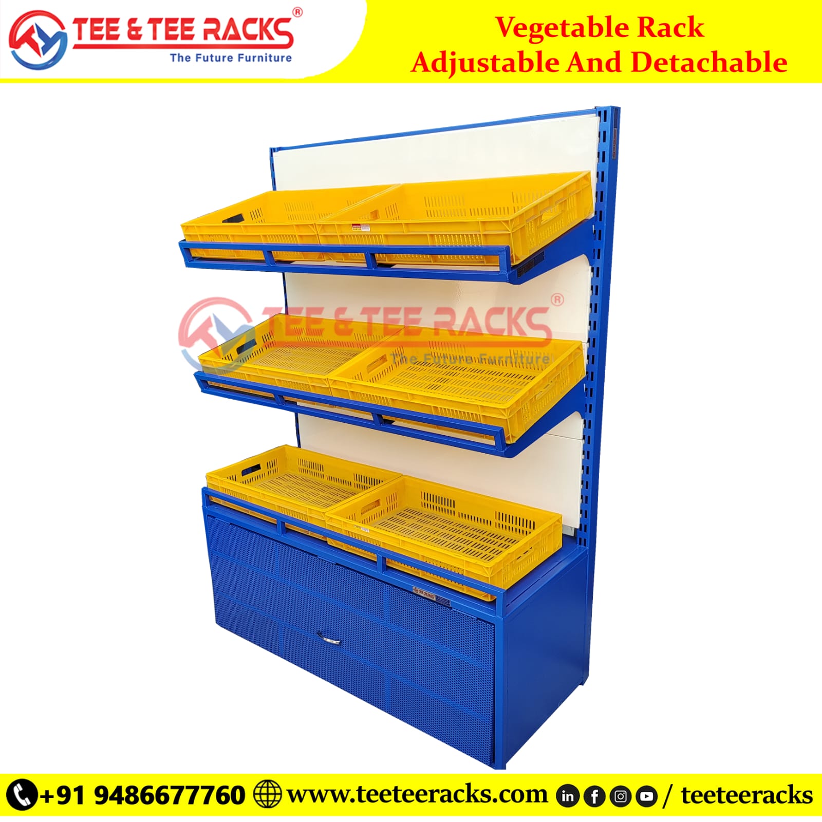 Free Standing Vegetable Rack with Bottom Storage Box view 2