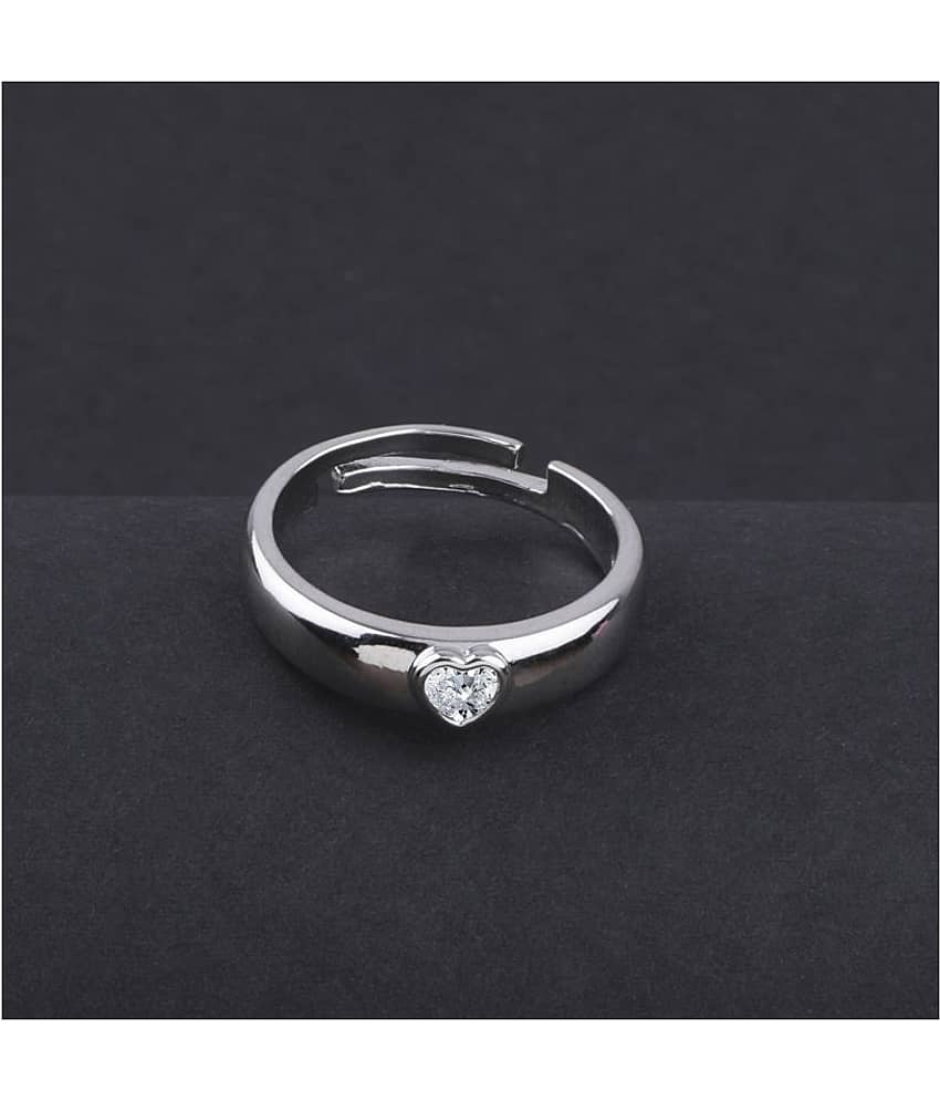 Silver Plated Stylish Solitaire Adjustable Ring For women Girls view 2