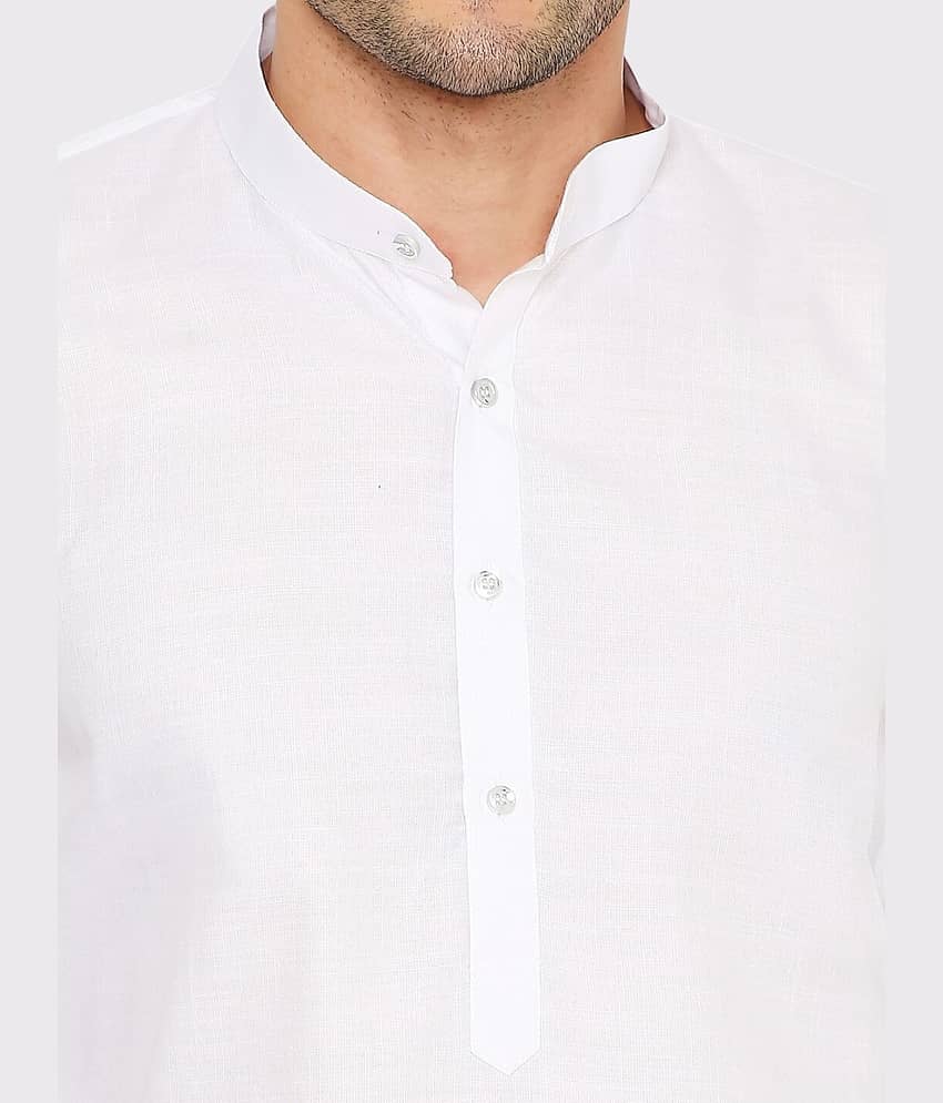 Maharaja - White Cotton Blend Men's Regular Kurta ( Pack of 1 ) view 2
