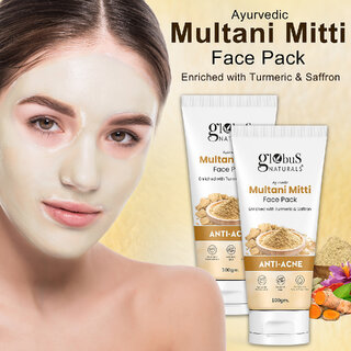 Globus Naturals Anti Acne Multani Mitti Face Pack For Oily Acne Prone Skin 100 gm Pack of 2 view 2