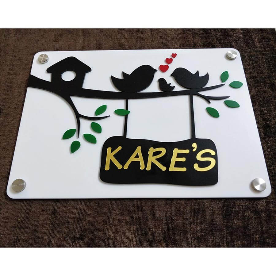 iCreations Birds Nest Acrylic Nameplate with Embossed Solid Letters view 2