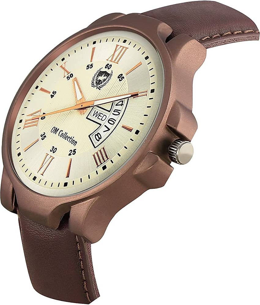 Om Collection - Brown Leather Analog Men's Watch view 2