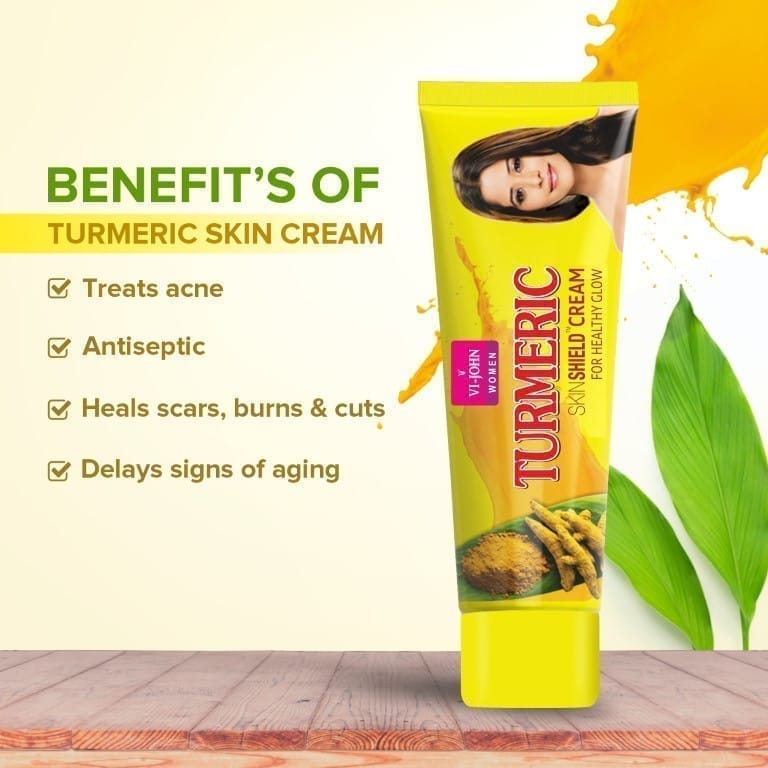 VI-JOHN Women Turmeric Skin Cream With Sandal & Lemon Extract For Soft & Supple Skin, 50G (Pack Of 6) view 2