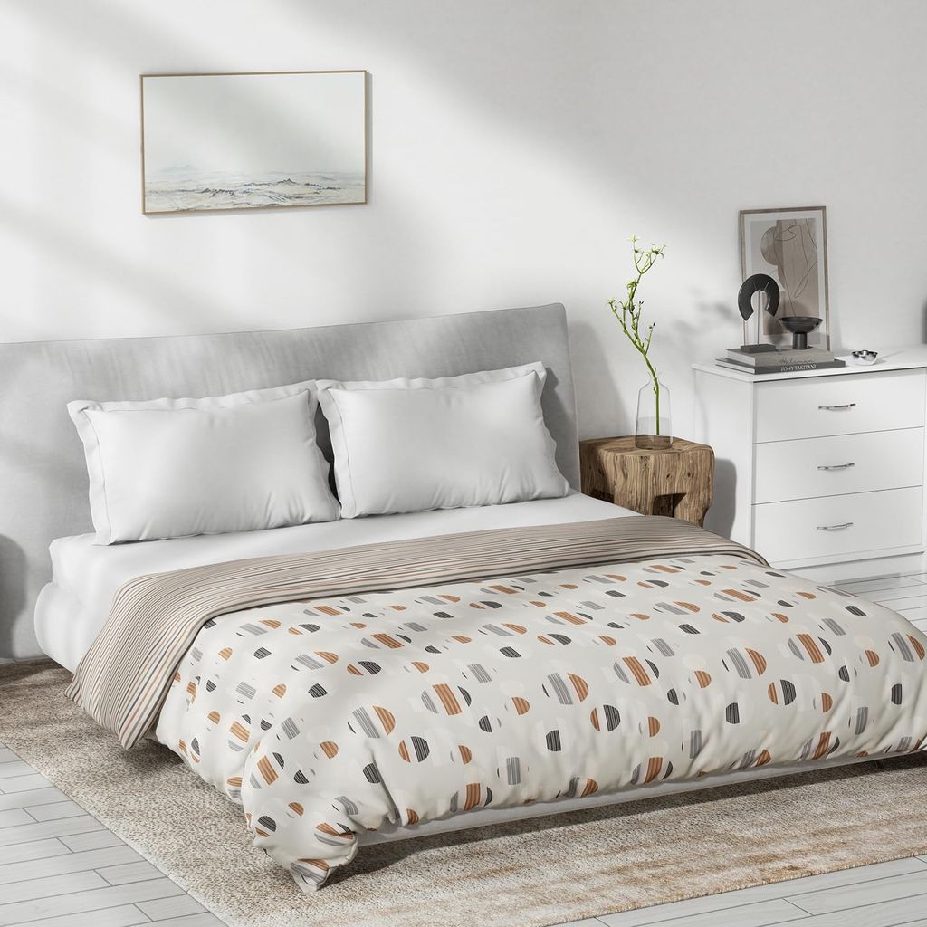DDECOR - Primary Collection 100% Cotton Geometric Pattern VOLTC Queen Dohar |229 CM X 254 CM| - Brown view 2