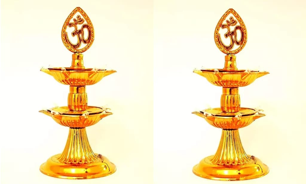Dev Bhakti Two Layer 14 Led Electric Diya Set of 2 Plastic (Pack of 2) Table Diya Set (Height: 7 inch) view 2