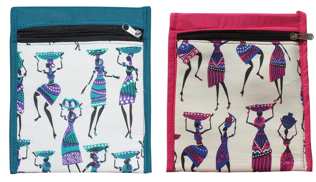 Mandhania Warli Printed Cotton Sling Bags for Womens Pack of 2 Multicolor view 2