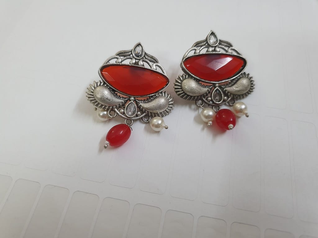 German Silver Oxidized Beautiful Earrings view 2