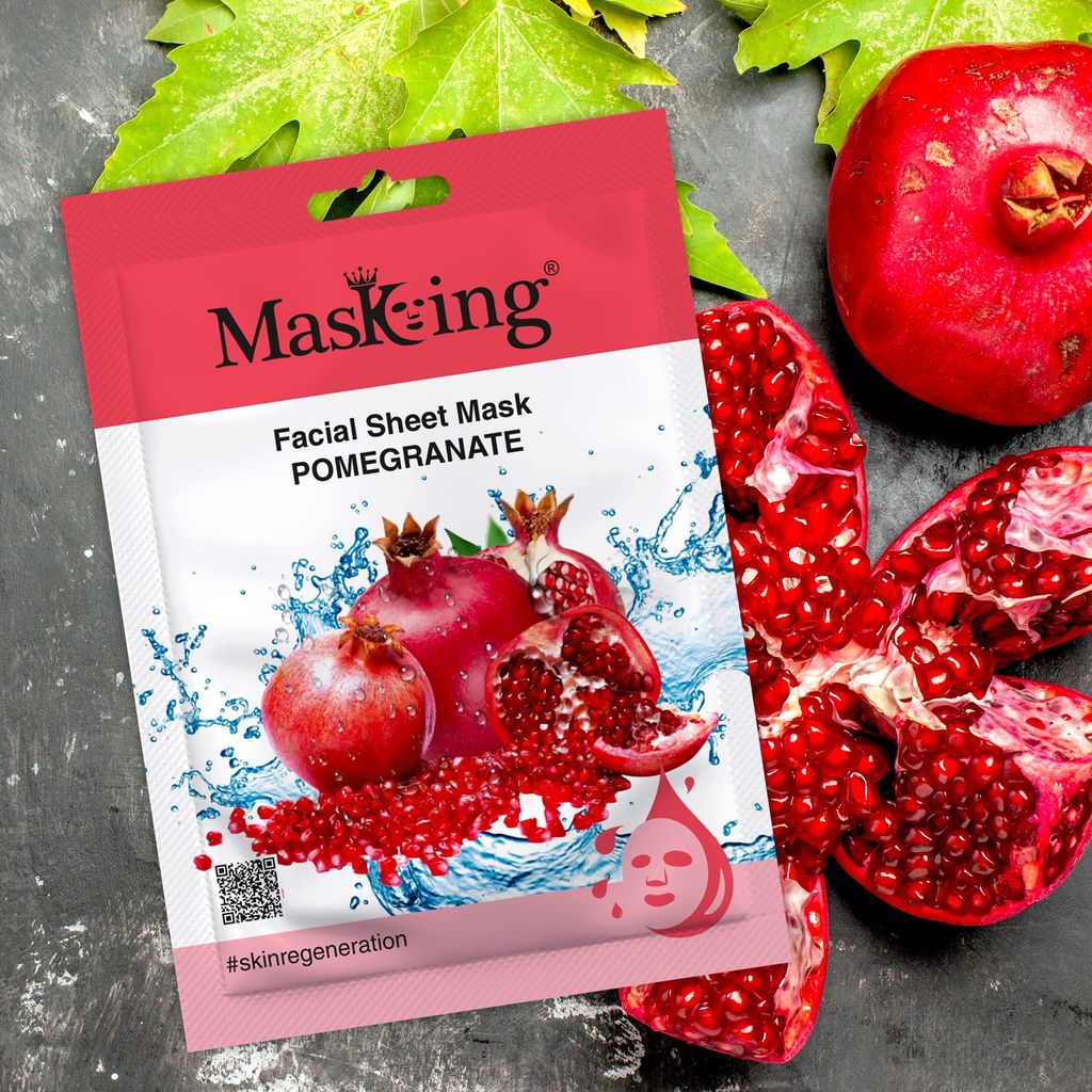MasKing Beauty Facial Sheet Mask with Real Extract of Pomegranate, Kiwi, Avocado, Potato & Green Tea for Skin Regenerate, Lightening, Nourishing,Glowing & Hydrating for Women & Men, 100ml (Combo Of 5) view 2