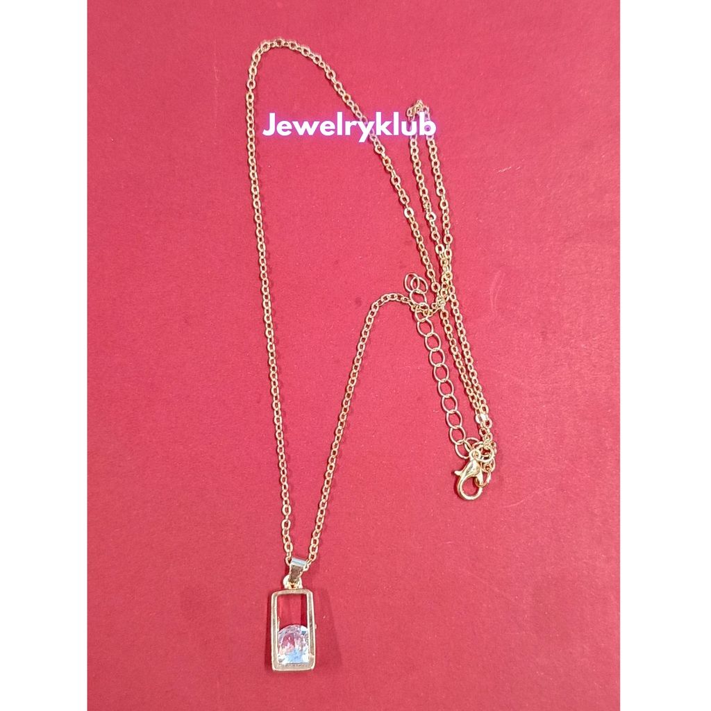 Jewelryklub AD Cubic Zirconia Pendant Necklace Chain For Women Girls Anti Tarnish Stainless Steel Rose Gold Design 7 view 2