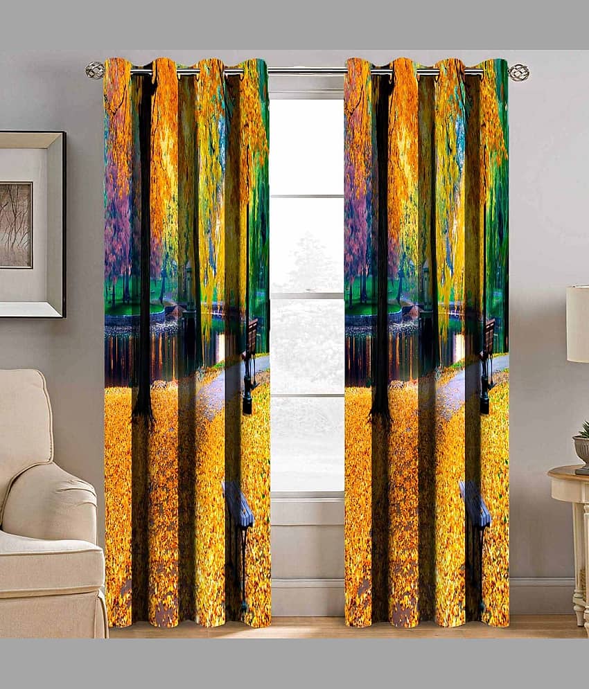 BELLA TRUE Floral Semi-Transparent Curtain 9 ft Pack of 1 Yellow view 2