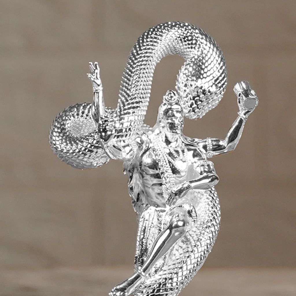 Artarium Silver Platted Mystical Shiva Mahadev Murti Shiva Statue for Car Dashboard Silver Gift Item, Statue Suitable to Store in Pooja Room,Office Pack of 1 view 2