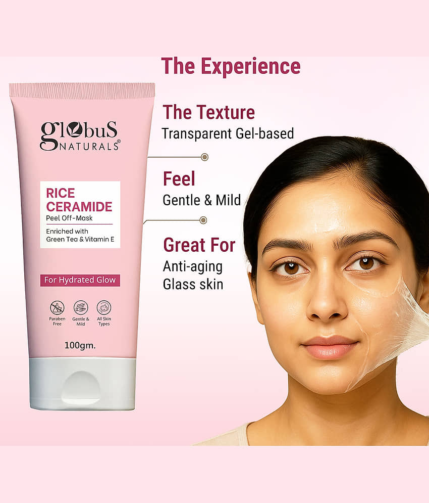 Globus Naturals Rice Ceramide Peel off Mask For Hydrated Glow Skin,Suitable For, For All Skin Types,100Gm (Pack of 1) view 2