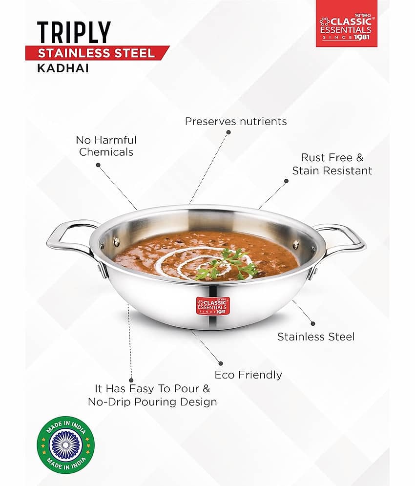 Classic Essentials Pot Triply Stainless Steel Pot Heavy Bottom without Lid 24 cm Diameter 2.5 Ltr view 2