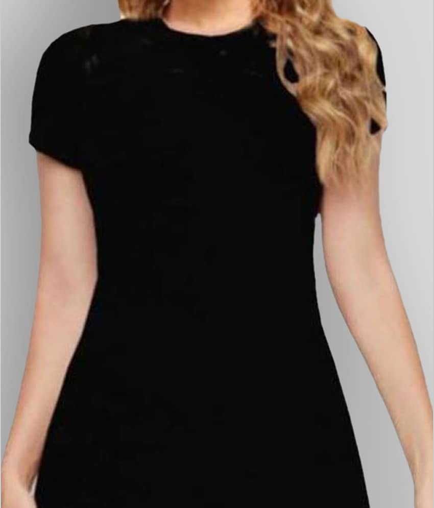 Dream Beauty Fashion Women Cotton Blend Solid Bodycon Dress ( Black ) view 2