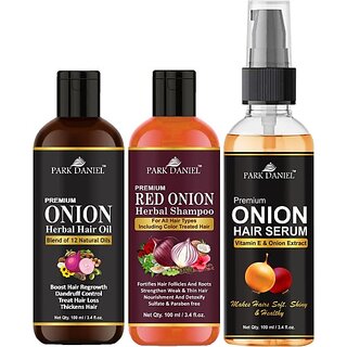 PARK DANIEL Premium Onion Herbal Oil, Red Onion Shampoo & Onion Hair Serum - For Silky & Smooth Hair Combo Pack 3 Bottle of 100 ml(300 ml) (3 Items in the set) view 2