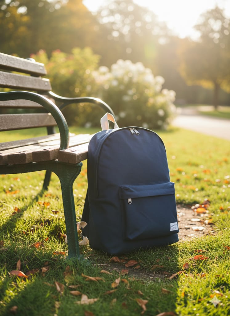 Stylish Navy Blue Minimalist Everyday Backpack view 2