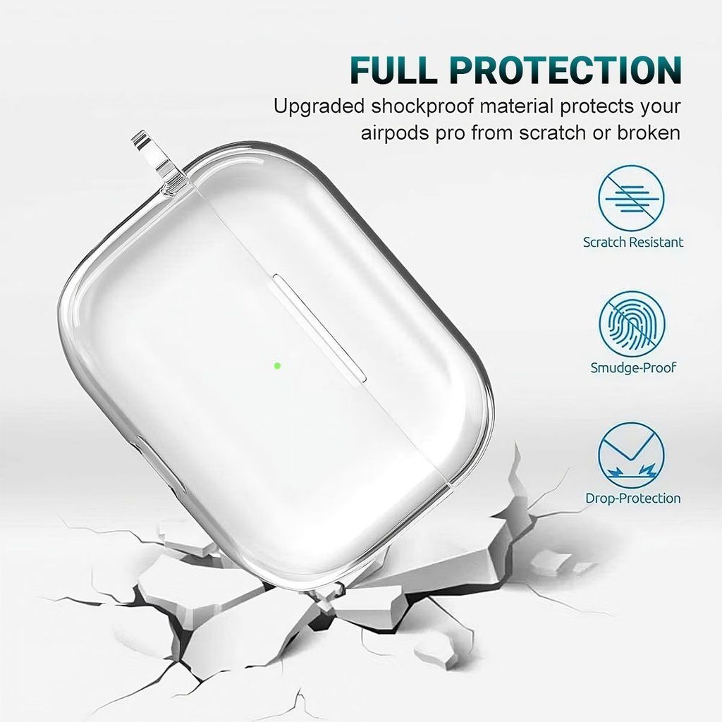 LIRAMARK Silicone Soft Case Cover with Buckle for Airpods Pro (2019), AirPods Pro 1st Generation (Transparent) view 2