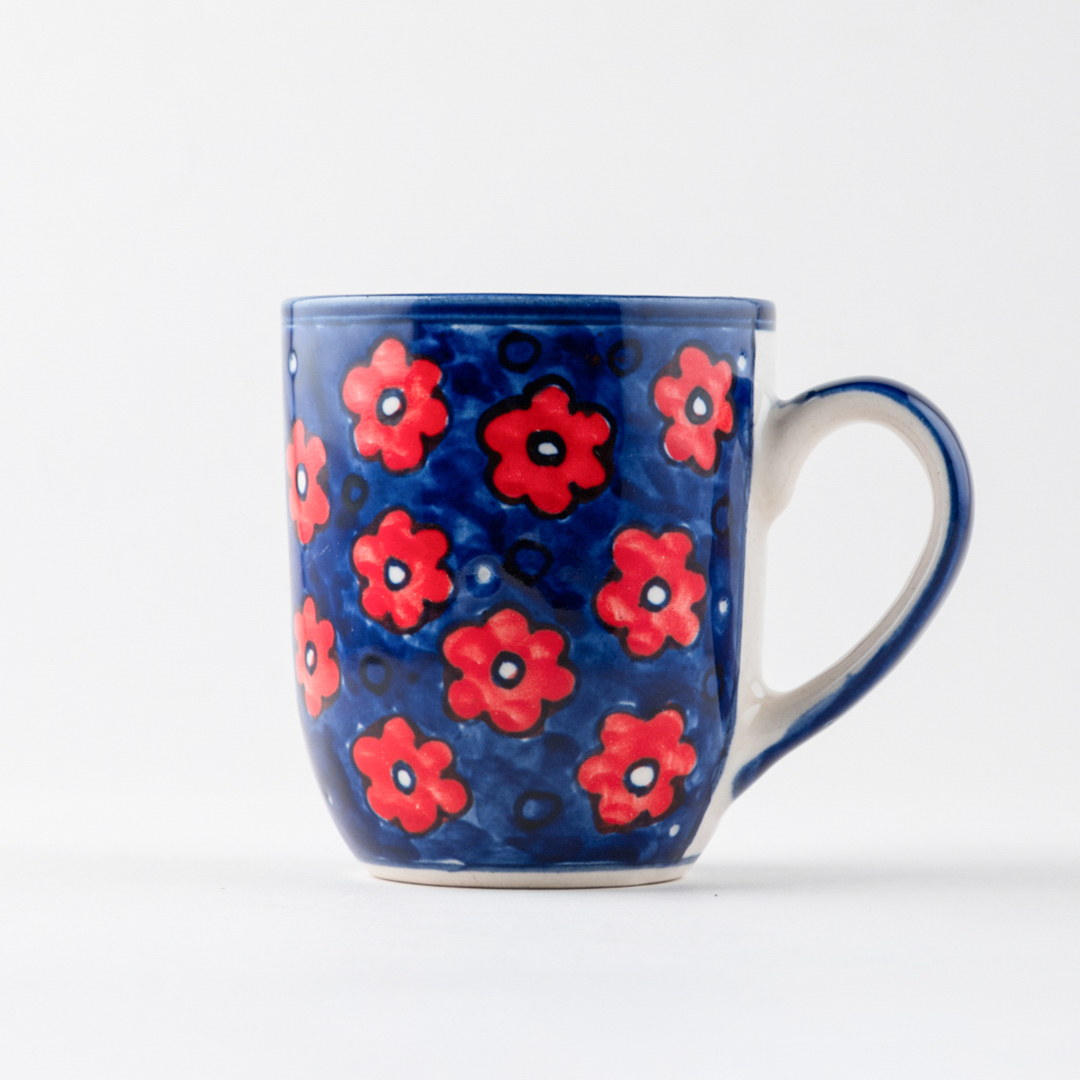 Blue Floral Ceramic Coffee Mug (U)