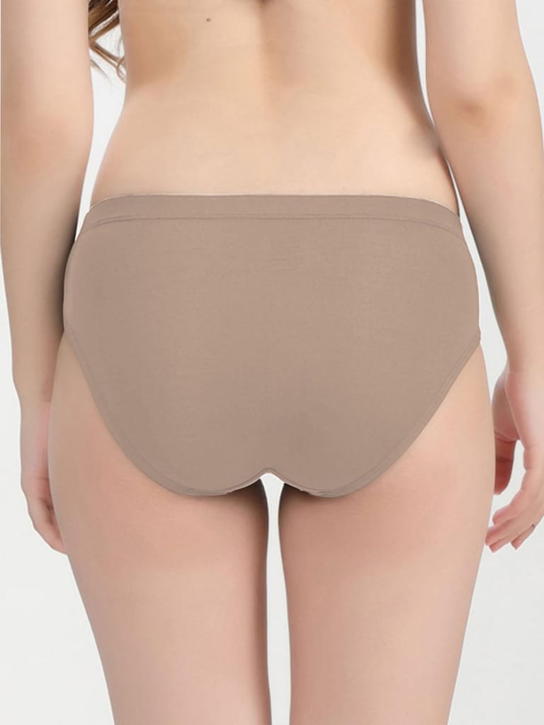 Freecultr Women’s Micromodal Mid-Rise Hipster | Super Soft & Breathable Fabric | Medium Rear Coverage | Comfortable Stretch Elastic | Pack of 3 |Color - Pink,Clay,Coffee view 2