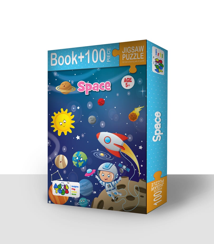 Space - Jigsaw Puzzle (100 Pieces + Educational Fun Fact Book Inside) view 2