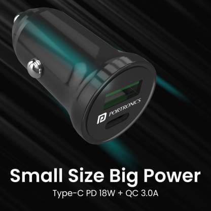 Portronics 20 W Turbo Car Charger (Black) view 2