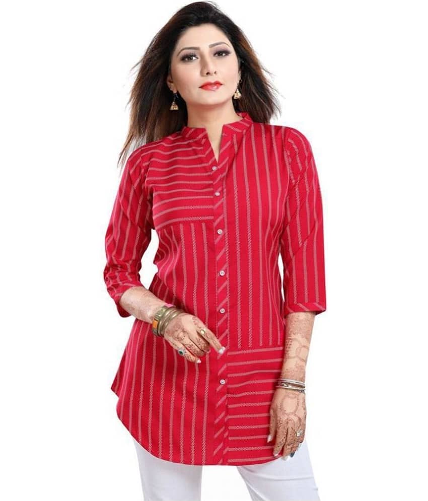 Meher Impex Red Crepe A-line Kurti view 2